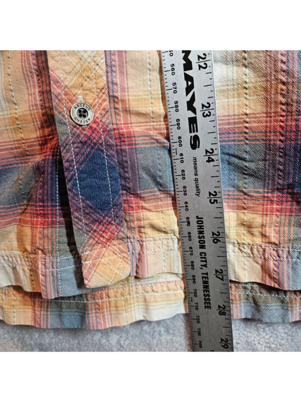 Ascend Plaid Short Sleeve Button Shirt Vented Mens L Breathable office outdoor - Picture 5 of 14